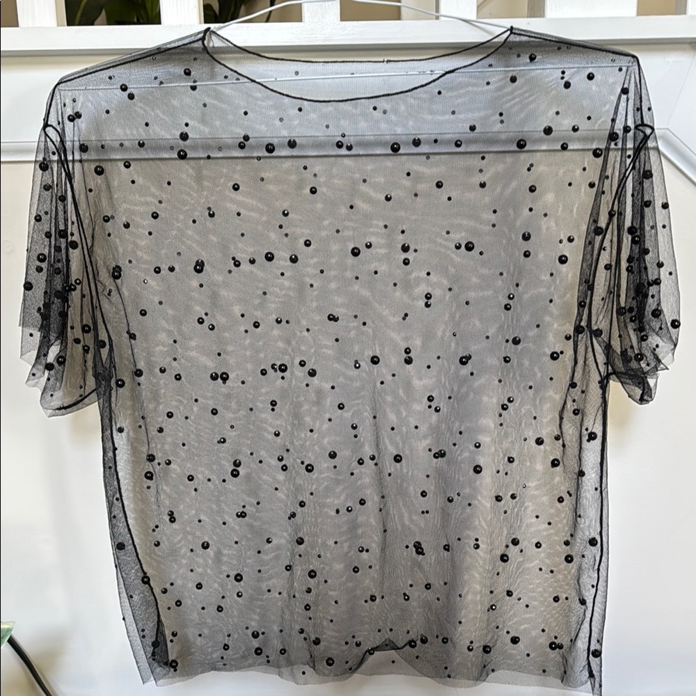 Forever 21 black beaded mesh shirt